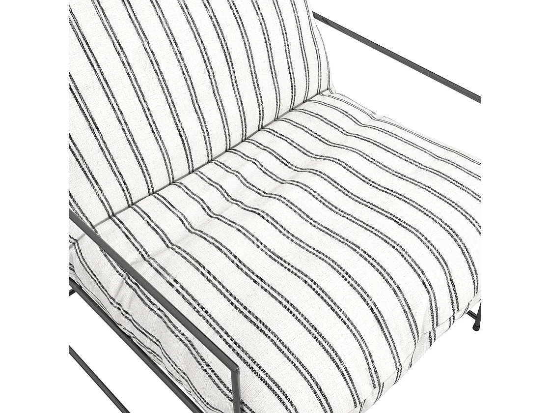 Drogheda Stripe Accent Chair White Chalk Stripe Matt Black Metal Frame