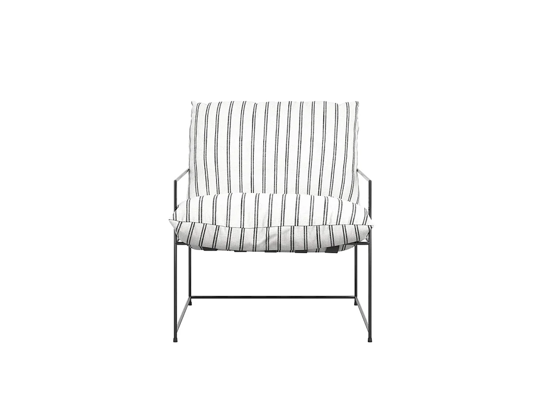 Drogheda Stripe Accent Chair White Chalk Stripe Matt Black Metal Frame