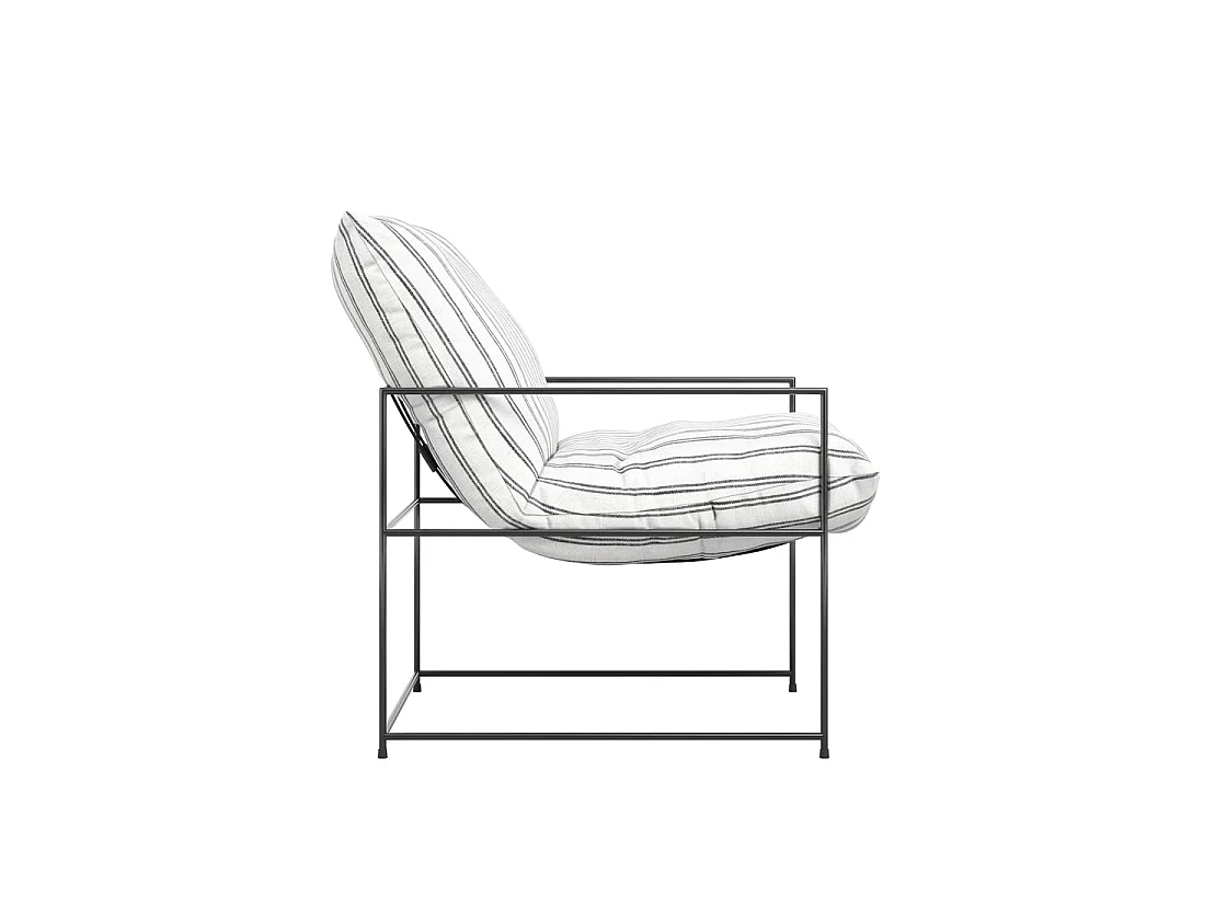 Drogheda Stripe Accent Chair White Chalk Stripe Matt Black Metal Frame