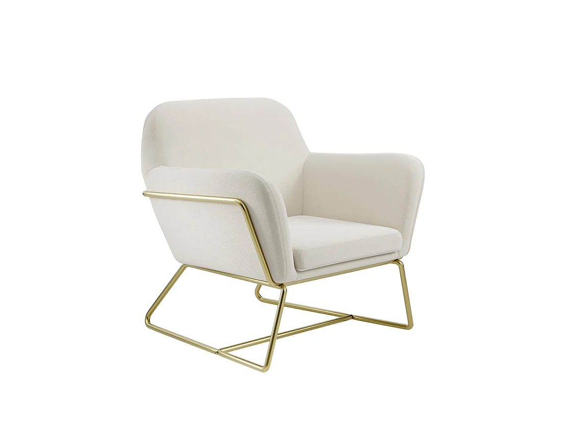 Marselle Cream Velvet Armchair Gold Metal Legs