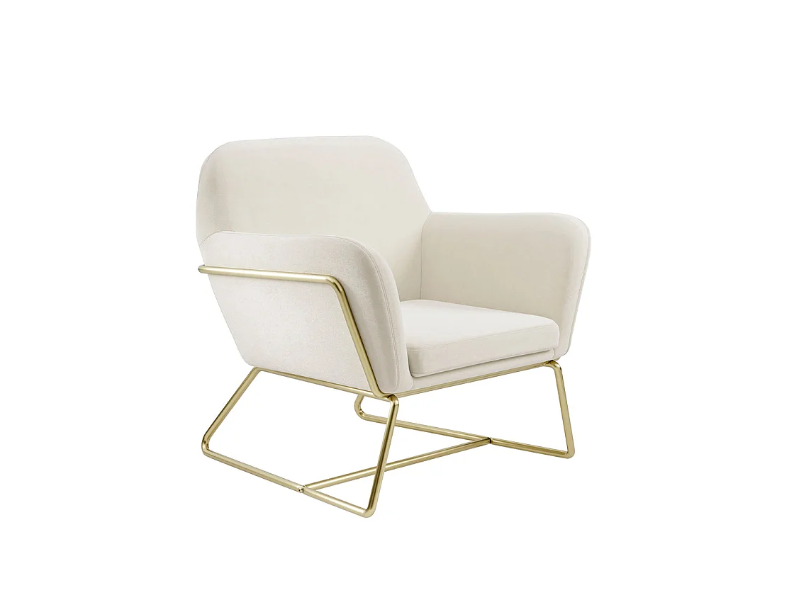 Marselle Cream Velvet Armchair Gold Metal Legs