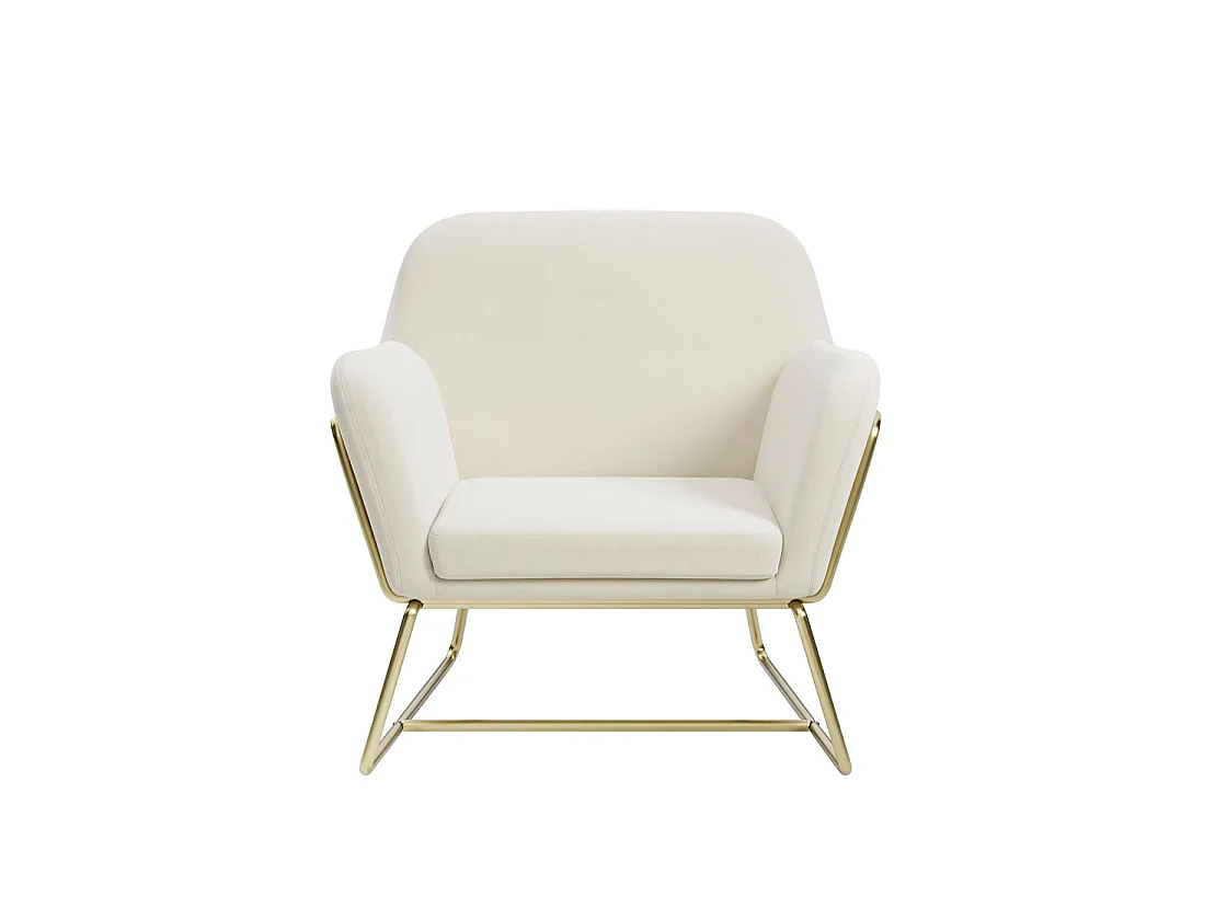 Marselle Cream Velvet Armchair Gold Metal Legs
