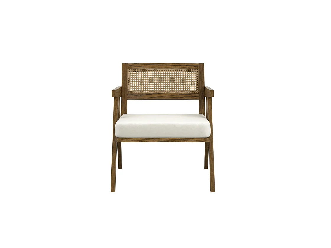 Martone Wooden Rattan Ecru Woven Accent Chair