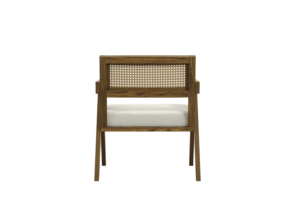 Martone Wooden Rattan Ecru Woven Accent Chair