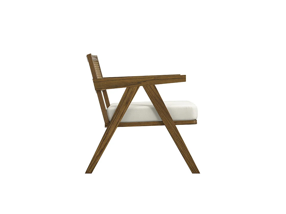 Martone Wooden Rattan Ecru Woven Accent Chair