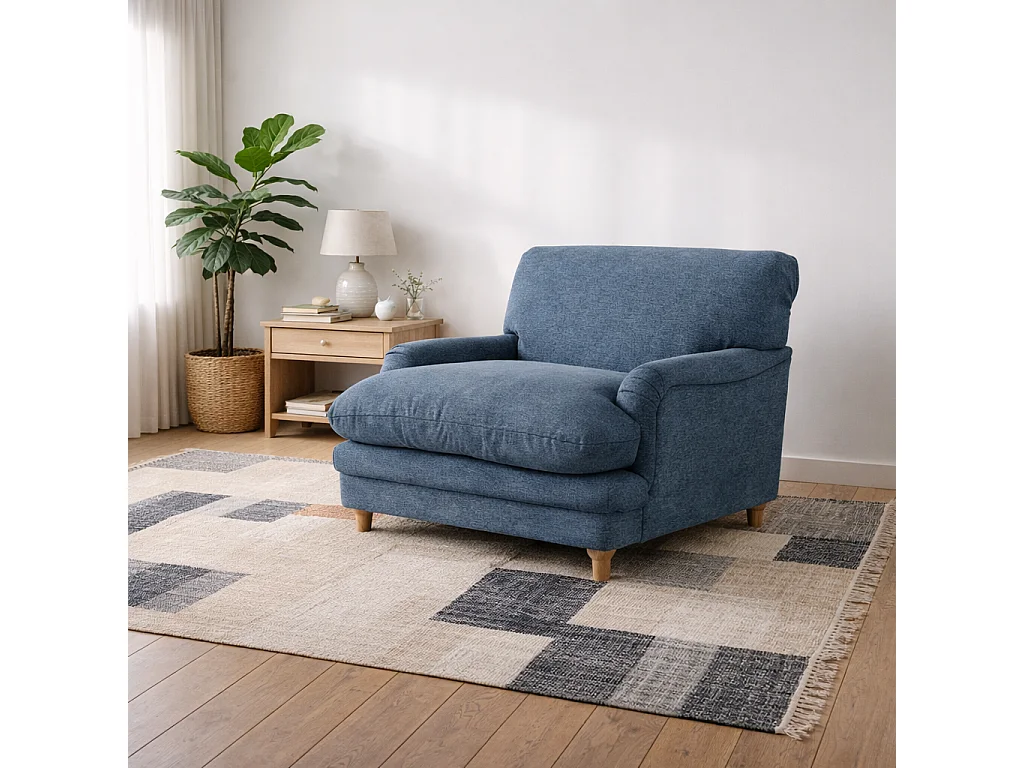 Bambola Retro Denim Blue Chenille Armchair