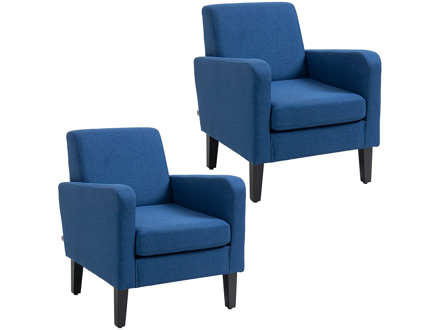 Lita Ralo Set of 2 Blue Modern Accent Chairs Rubber Wood Frame Black Legs