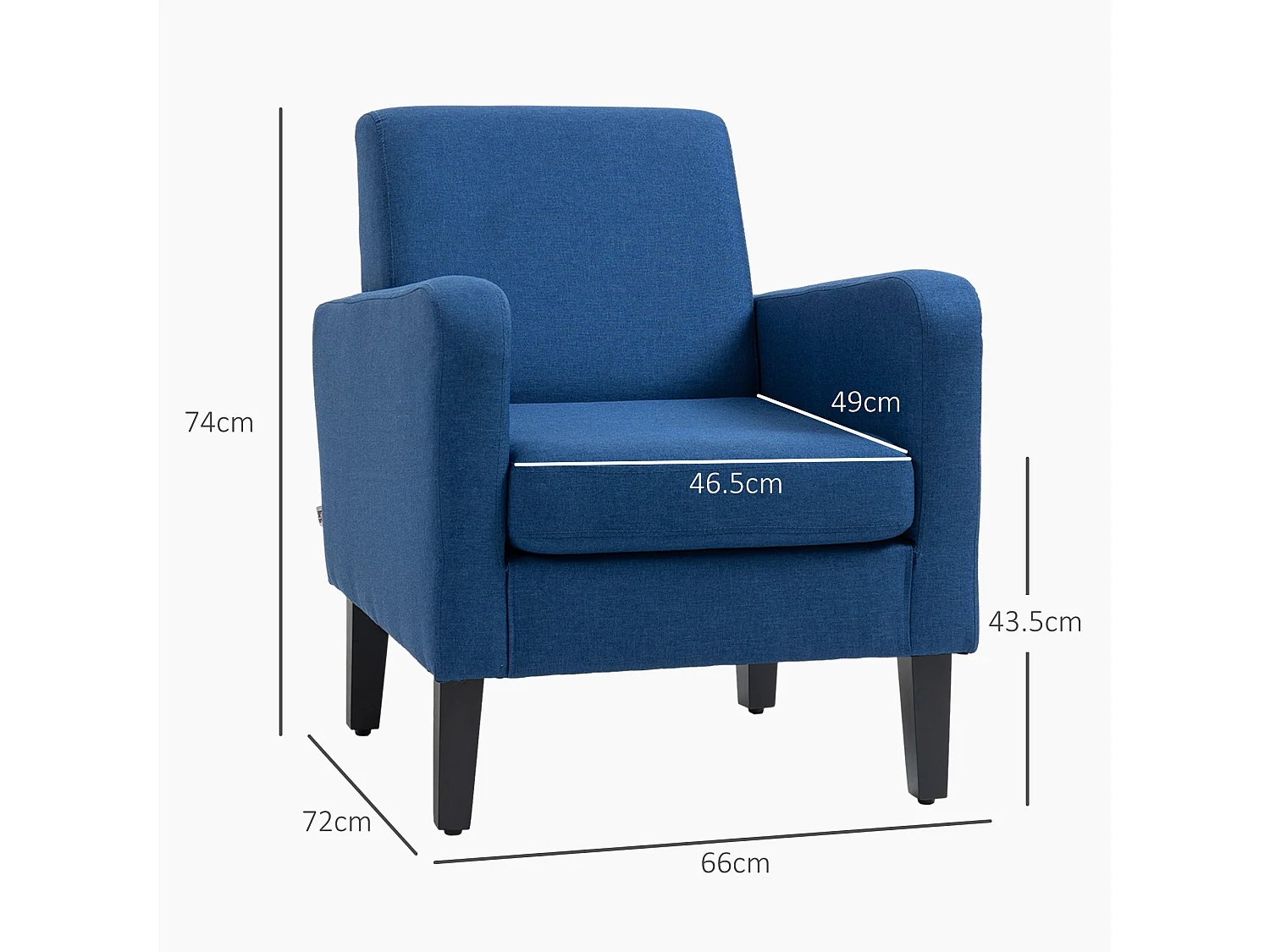 Lita Ralo Set of 2 Blue Modern Accent Chairs Rubber Wood Frame Black Legs