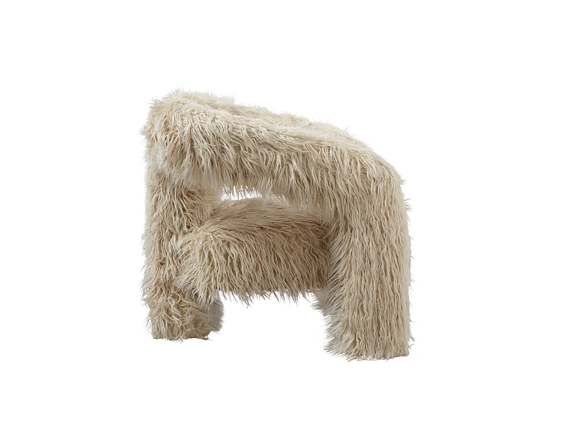 Frida Faux Fur Ivory Club Armchair Sculptural Cozy Design
