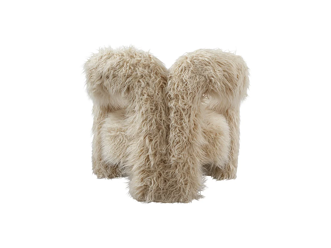 Frida Faux Fur Ivory Club Armchair Sculptural Cozy Design