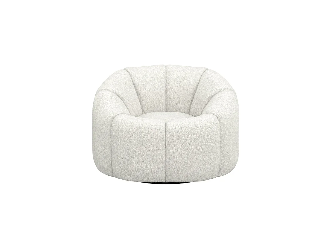Juniper Retro Upholstered Ivory Boucle Swivel Armchair