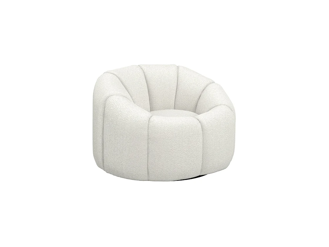 Juniper Retro Upholstered Ivory Boucle Swivel Armchair