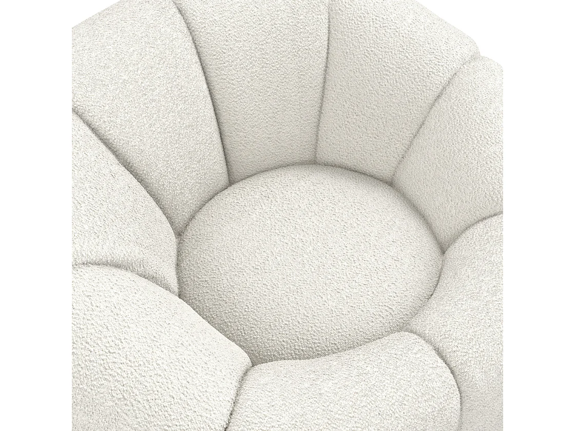 Juniper Retro Upholstered Ivory Boucle Swivel Armchair
