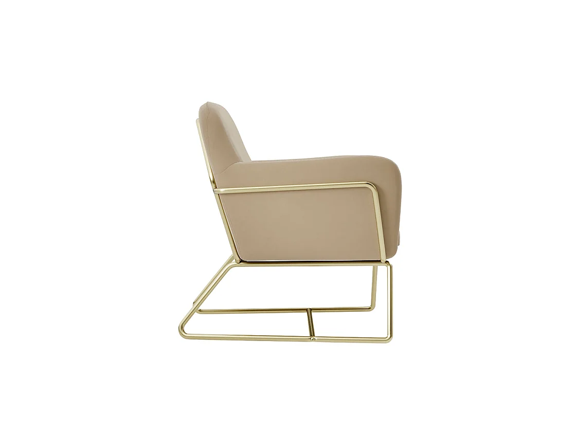 Marseille Beige Velvet Armchair Gold Metal Legs