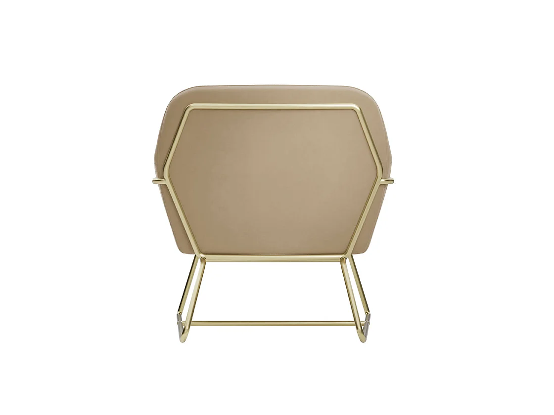 Marseille Beige Velvet Armchair Gold Metal Legs