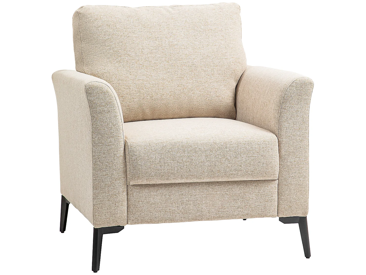 Rapara Linen Look Beige Accent Armchair Black Metal Legs