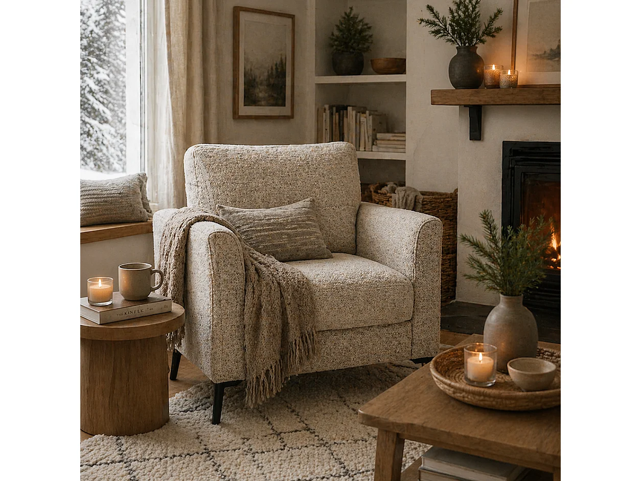 Rapara Linen Look Beige Accent Armchair Black Metal Legs