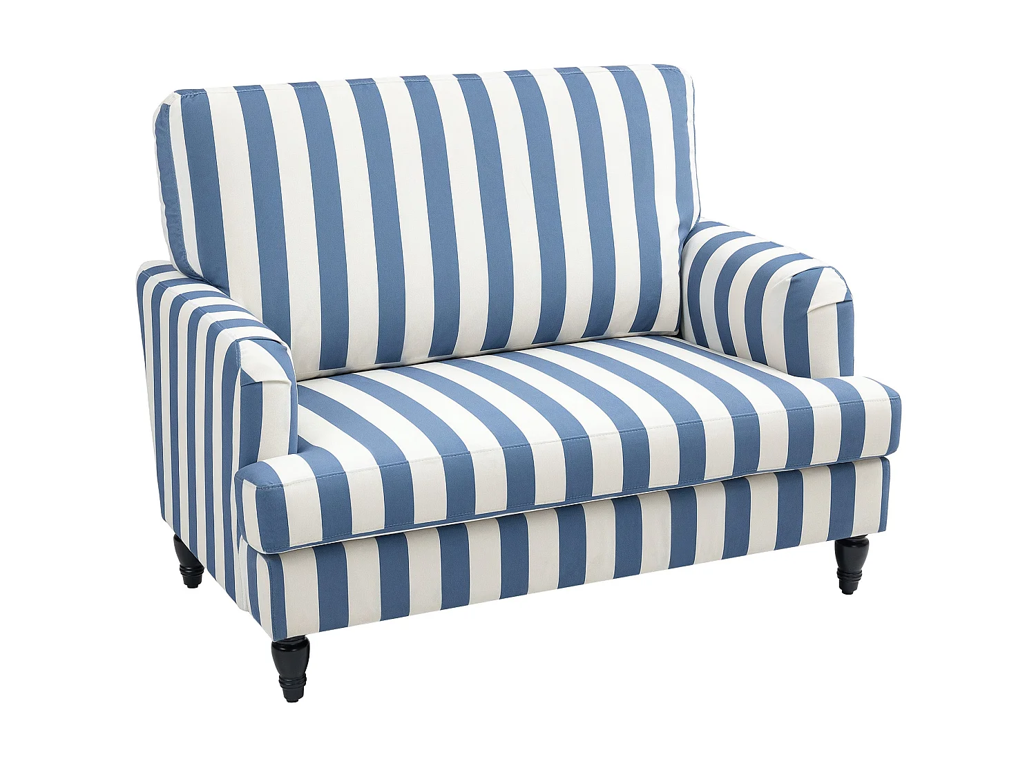 Yosefi Blue and White Velvet Cuddle Chair Extra Large Stripe Accent Sofa