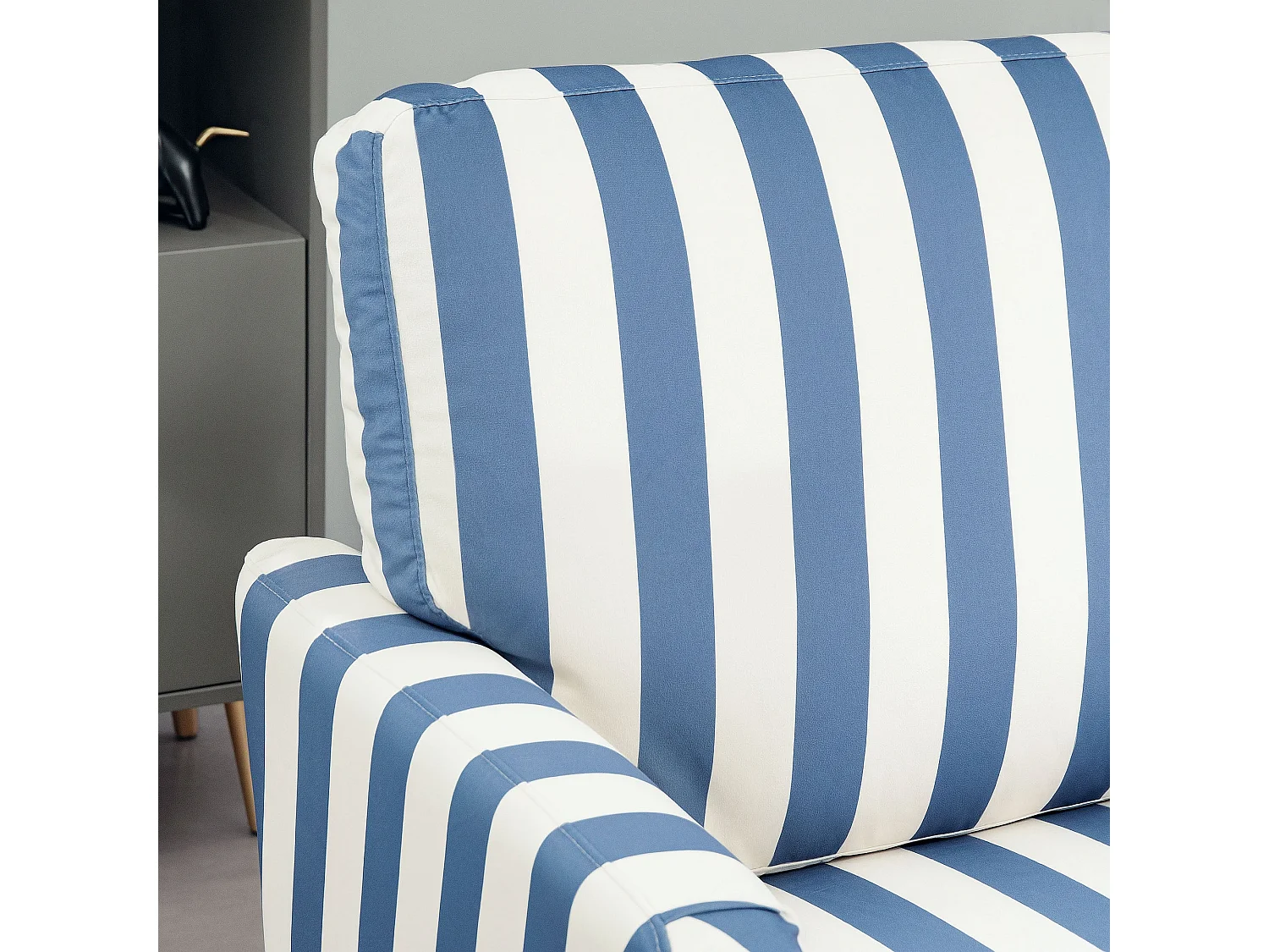 Yosefi Blue and White Velvet Cuddle Chair Extra Large Stripe Accent Sofa