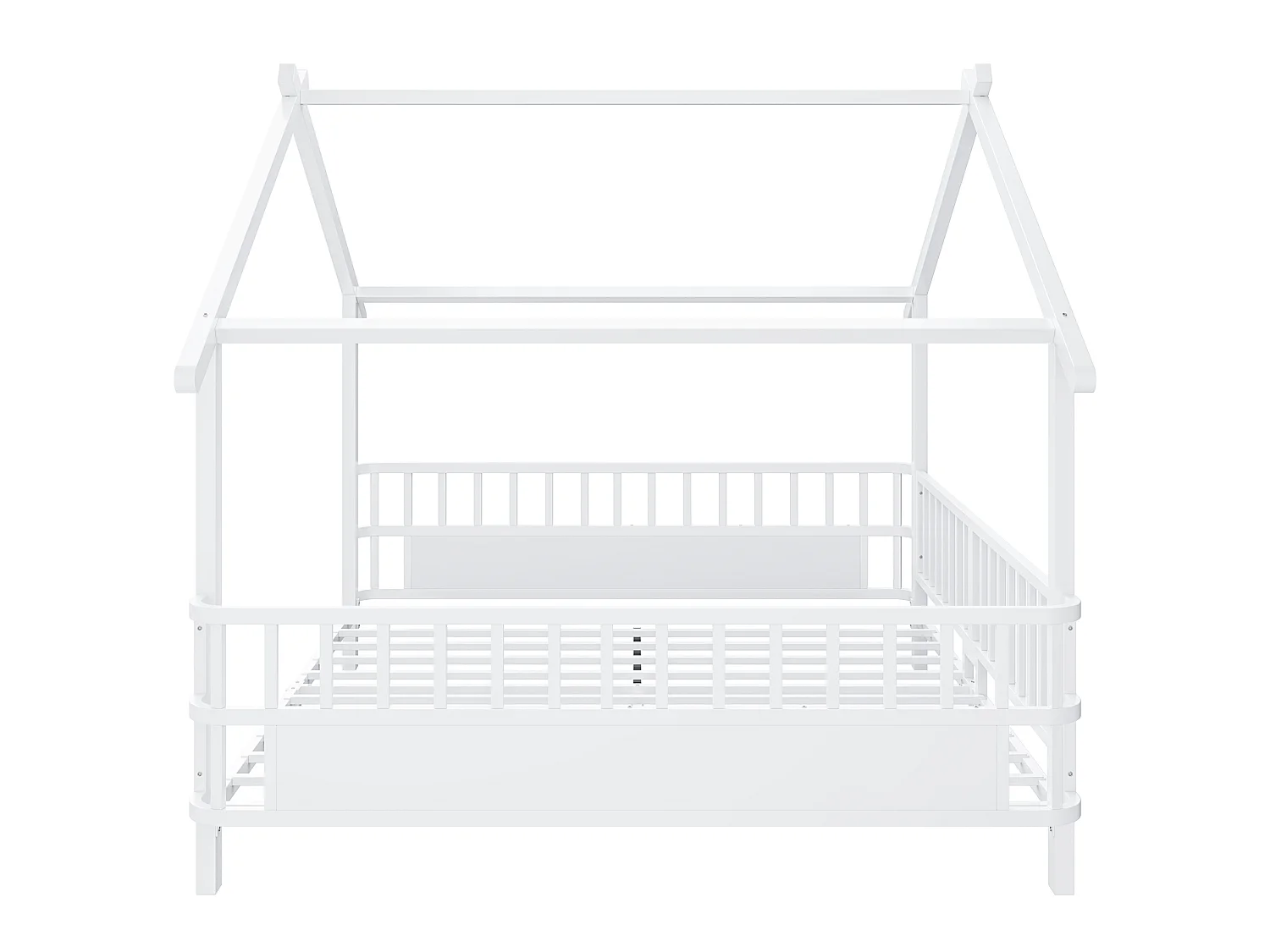 Lit cabane en métal 140 x 200 cm - avec barrières de sécurité - blanc (matelas non inclus)