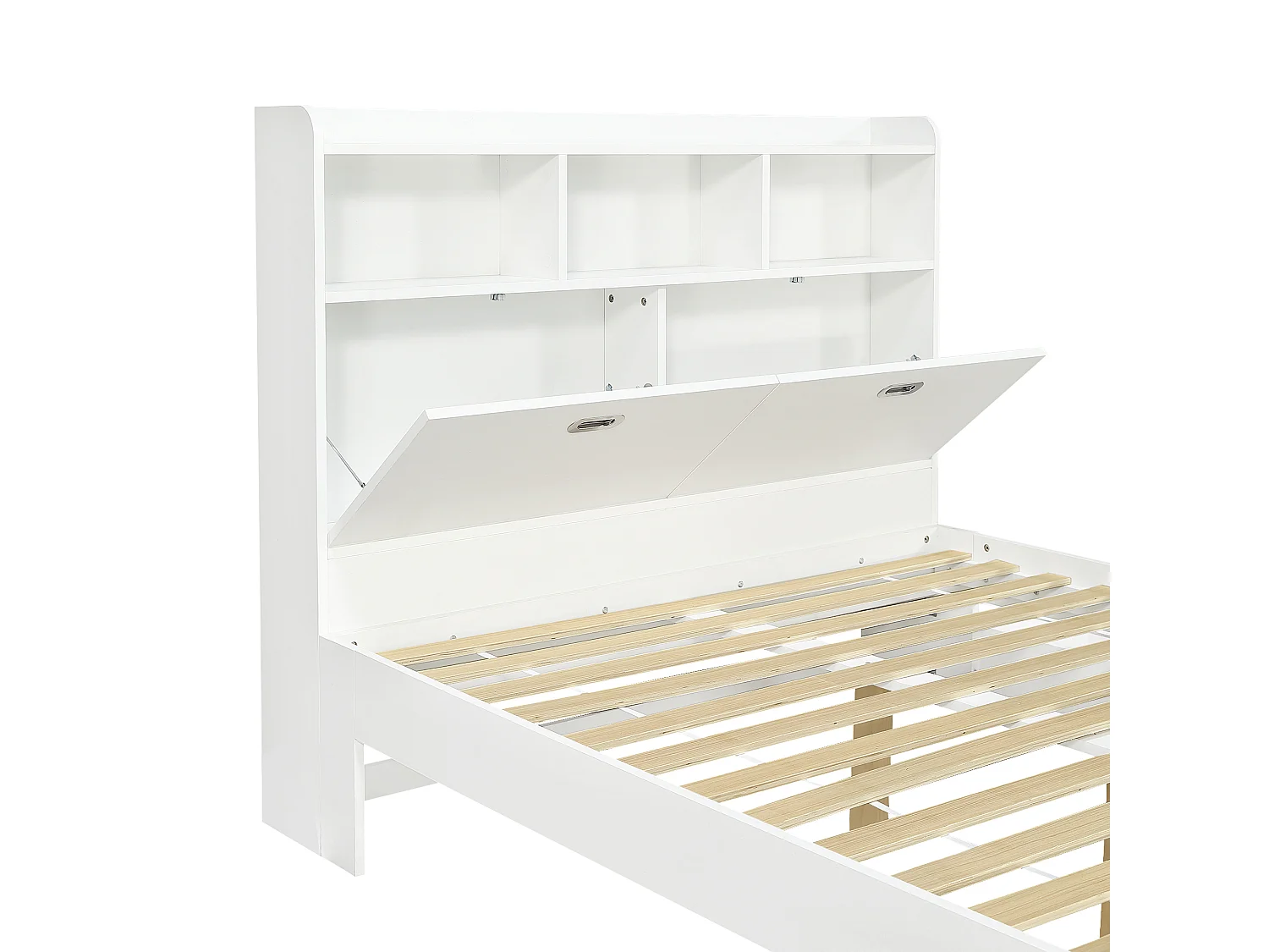 Kinderbed 140 × 200 cm - met verstelbare opklapbare tafel - met opbergruimte en planken - met lade - wit (zonder matras)