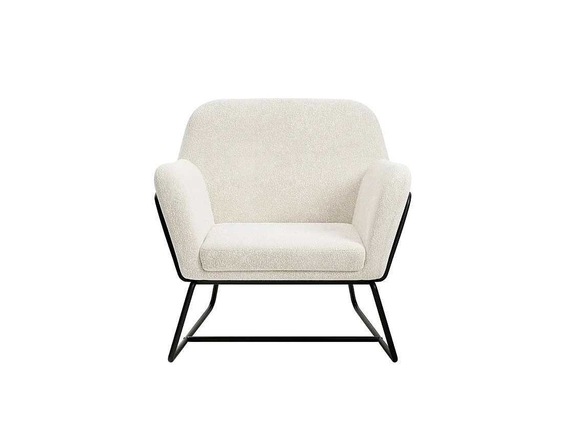 Marseille Ivory Boucle Armchair Gold Metal Legs Matt Black Frame