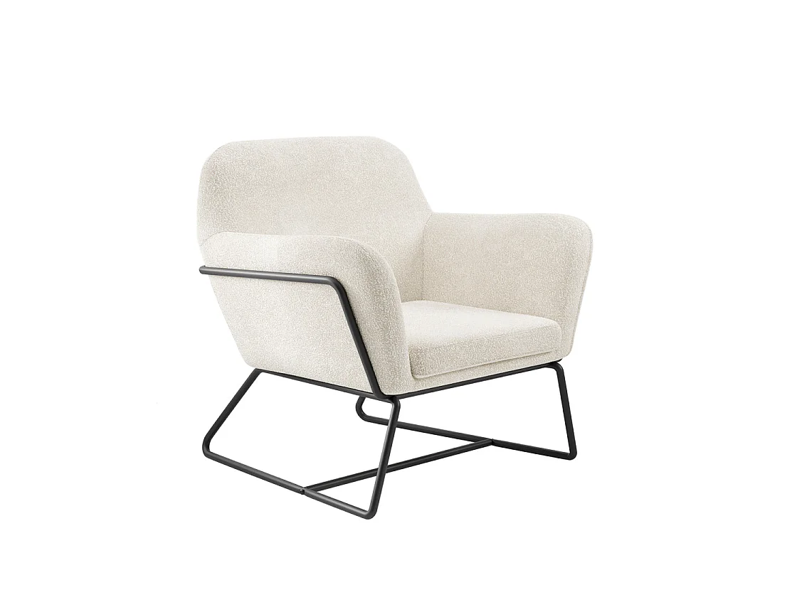 Marseille Ivory Boucle Armchair Gold Metal Legs Matt Black Frame