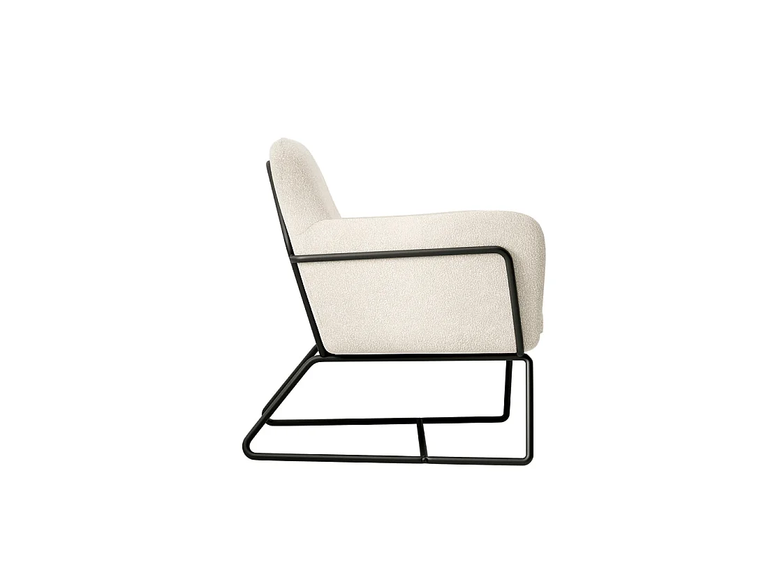 Marseille Ivory Boucle Armchair Gold Metal Legs Matt Black Frame