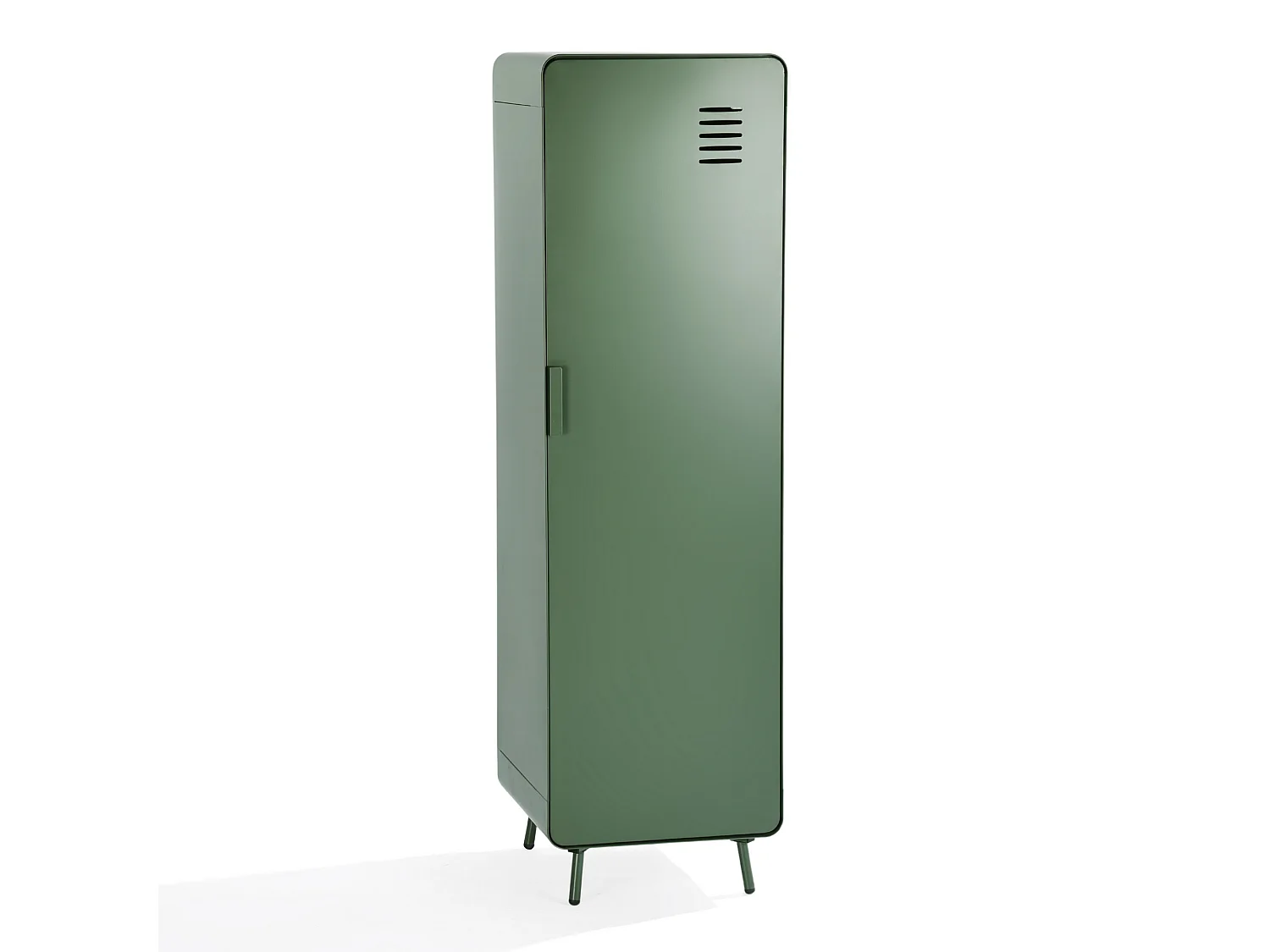 WALNUT - Armoire métallique de rangement 1 porte avec 2 niveaux et barre de penderie industrielle en vert