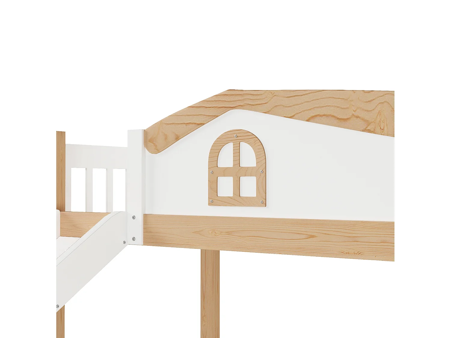 Kids Bed 90 × 200 cm - with safety rails - with storage ladder - with slide - with LED light - white (mattress not included)