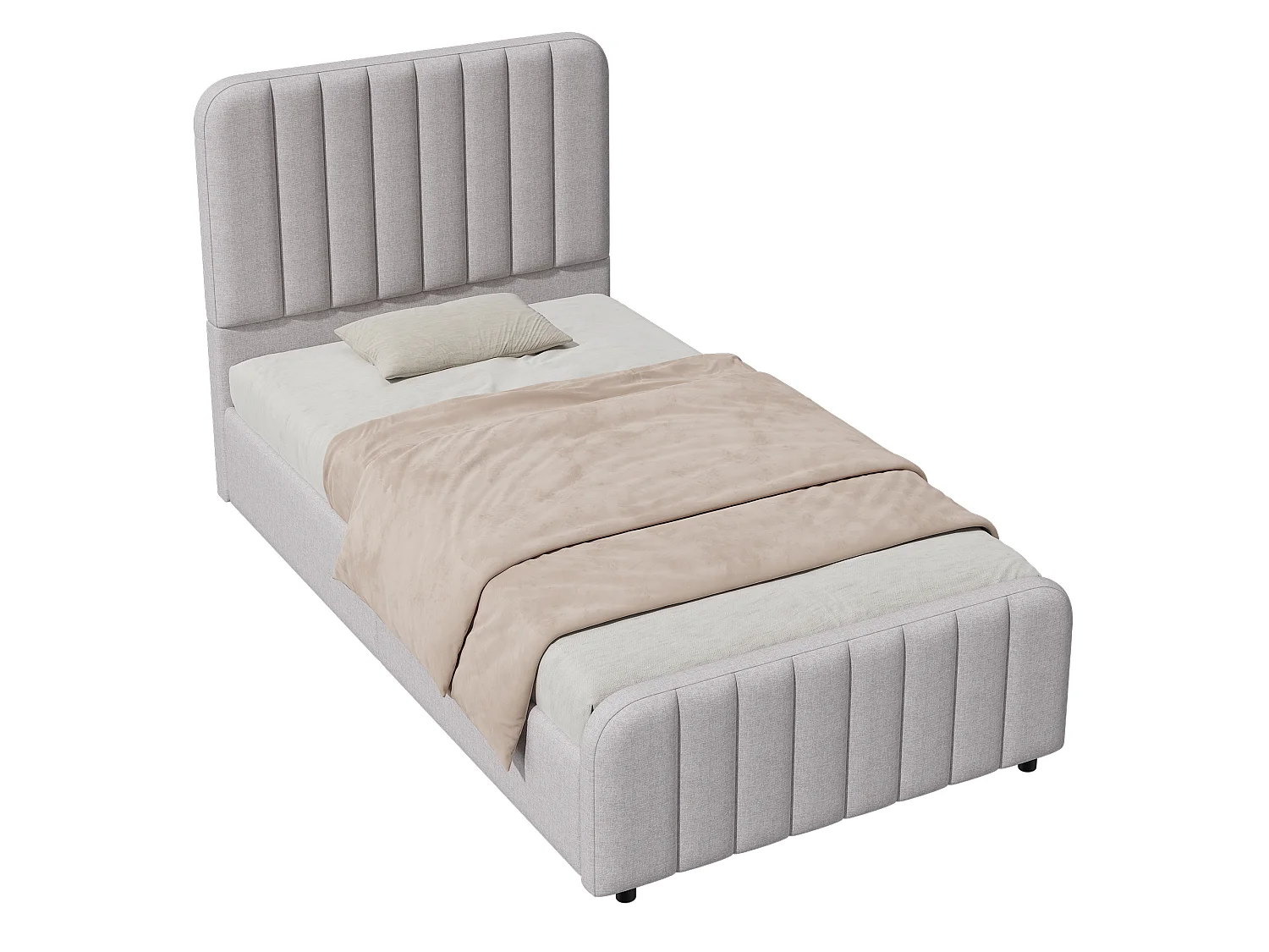Upholstered kids storage bed 90 x 200 cm - with slatted base and headboard - storage space - linen - grey (without mattress)