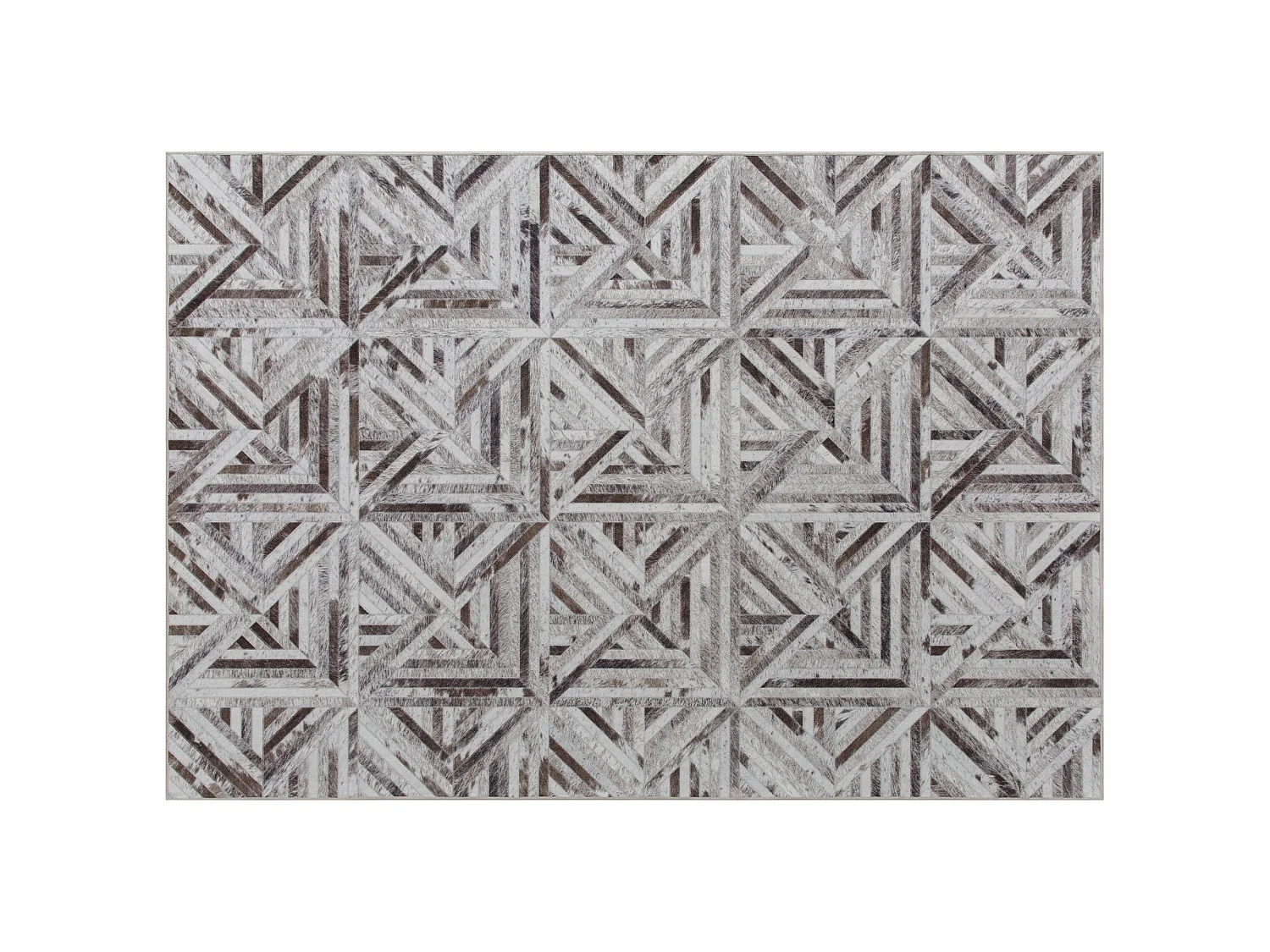 Fisuk 290 x 200cm Chenille Brown Triangle Pattern Non Slip Washable Rug