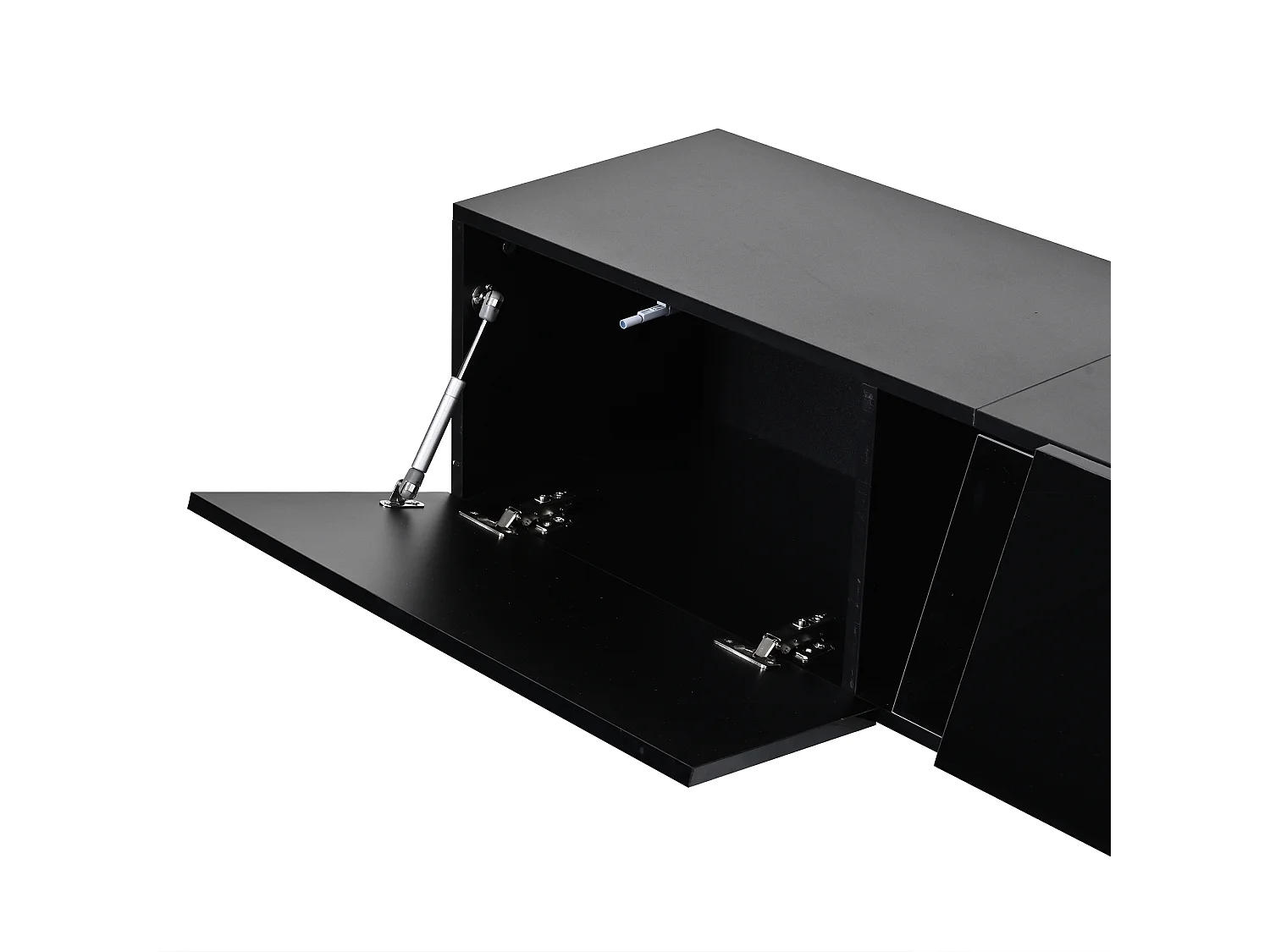Wandmontiertes TV-Möbel 180x35x30 cm - LED-Beleuchtung - 3 Türen - Hochglanzoberfläche - Spanplatte - schwarz