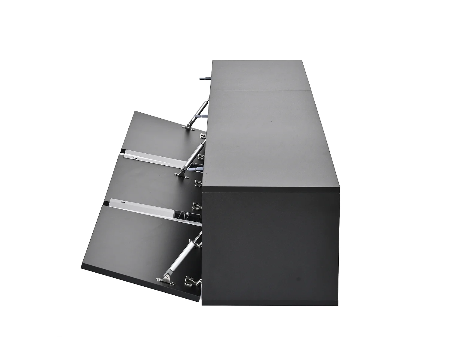 Wandmontiertes TV-Möbel 180x35x30 cm - LED-Beleuchtung - 3 Türen - Hochglanzoberfläche - Spanplatte - schwarz