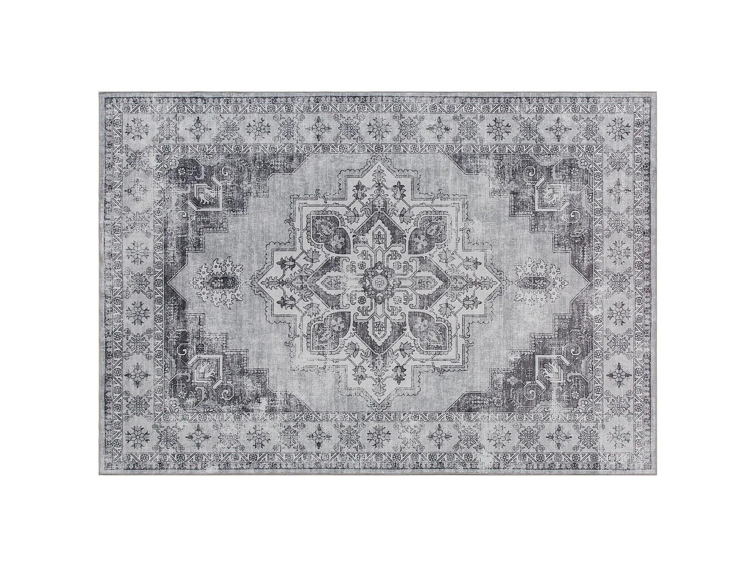 Linimi 170 x 120cm Grey Vintage Style Non Slip Washable Polyester Rug
