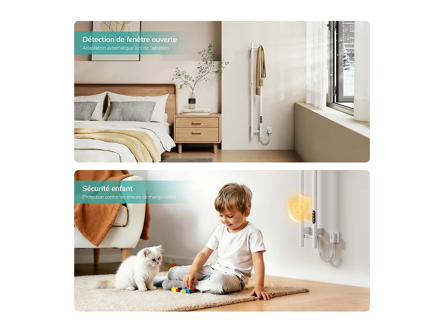 EMKE Scaldasalviette Elettrico 120 x 12,4 cm 145W Radiatore Bagno WiFi App Alexa Riscaldamento in Carbonio Bianco