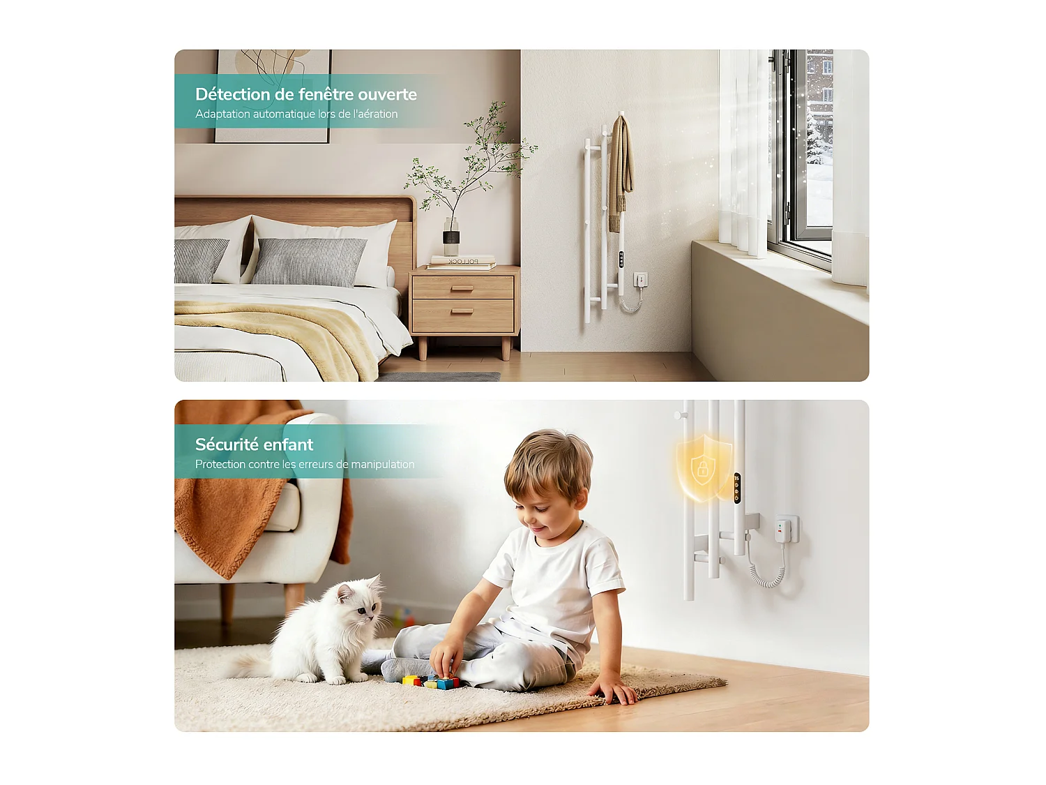 EMKE Scaldasalviette Elettrico 115 x 21,6 cm 220W Radiatore Bagno WiFi App Alexa Riscaldamento in Carbonio Bianco