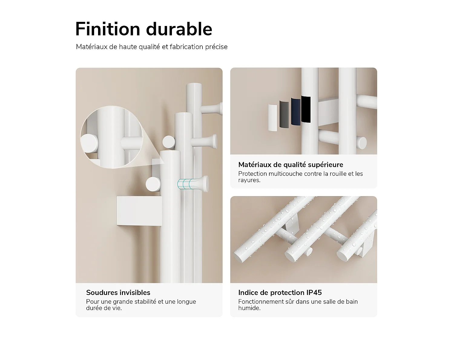 EMKE Scaldasalviette Elettrico 115 x 21,6 cm 220W Radiatore Bagno WiFi App Alexa Riscaldamento in Carbonio Bianco