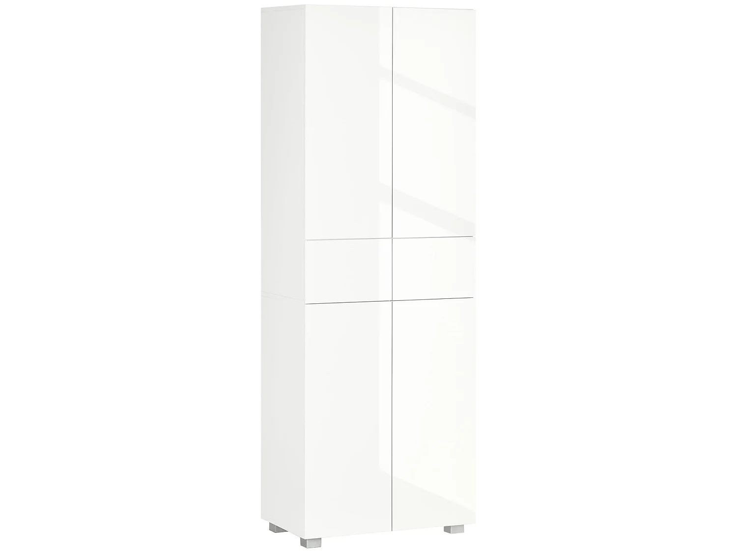 Luvami High Gloss White 4 Door Kitchen Cupboard with 5 Tier Storage and Push to Open Drawers