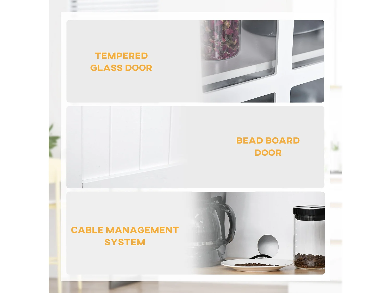 Fidipa White Rubberwood Kitchen Storage Cupboard with Glass Doors and Microwave Shelf 172cm