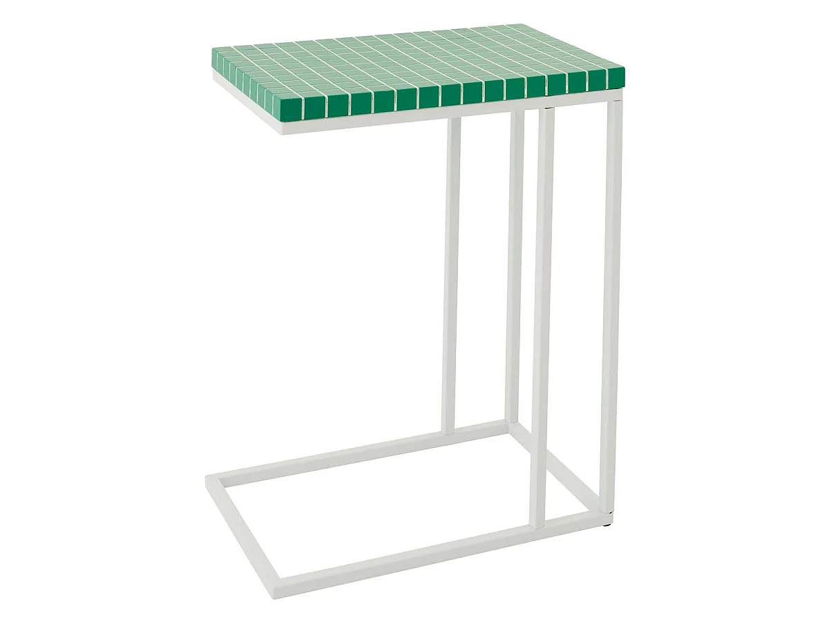 Table d'Appoint à Carreaux "Spia" 60cm Vert & Blanc