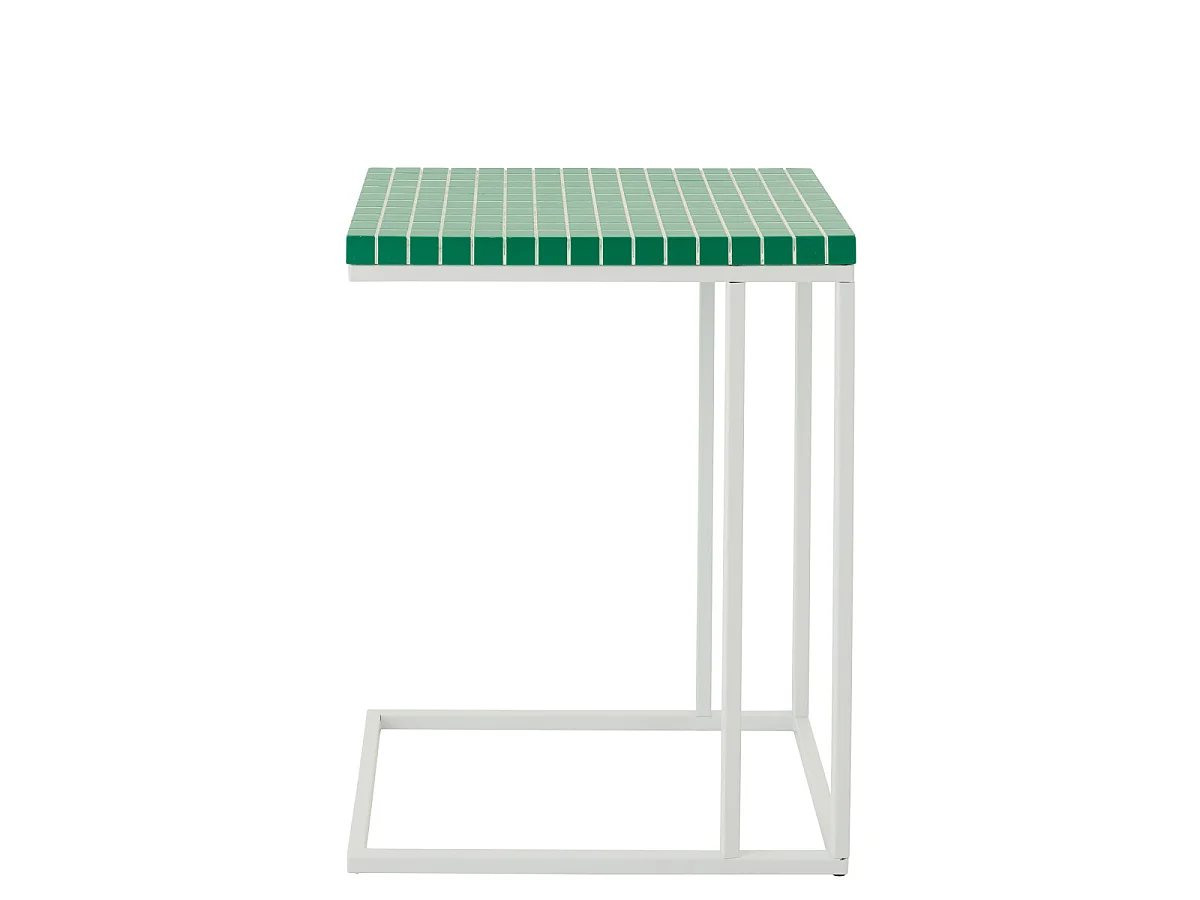 Table d'Appoint à Carreaux "Spia" 60cm Vert & Blanc
