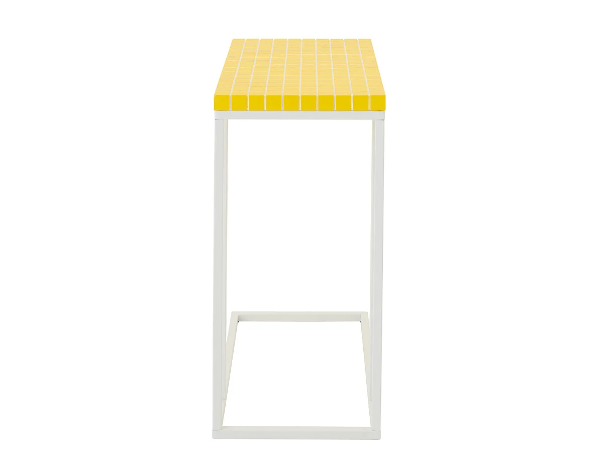Table d'Appoint à Carreaux "Spia" 60cm Jaune & Blanc