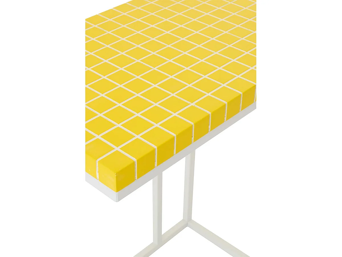 Table d'Appoint à Carreaux "Spia" 60cm Jaune & Blanc