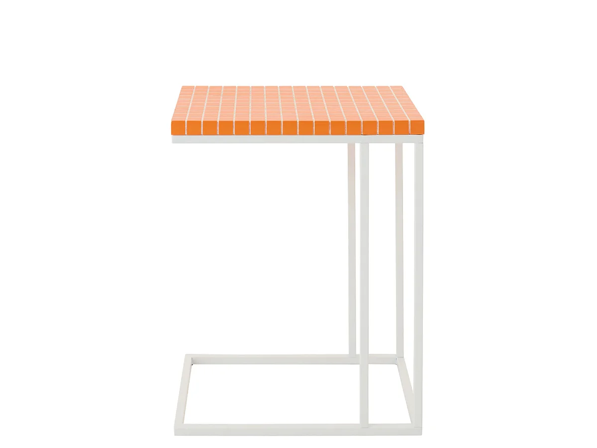 Table d'Appoint à Carreaux "Spia" 60cm Orange & Blanc