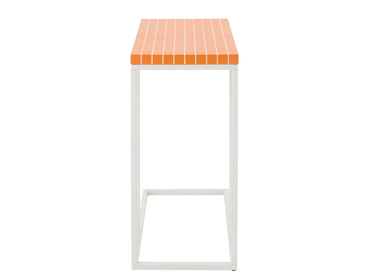Table d'Appoint à Carreaux "Spia" 60cm Orange & Blanc