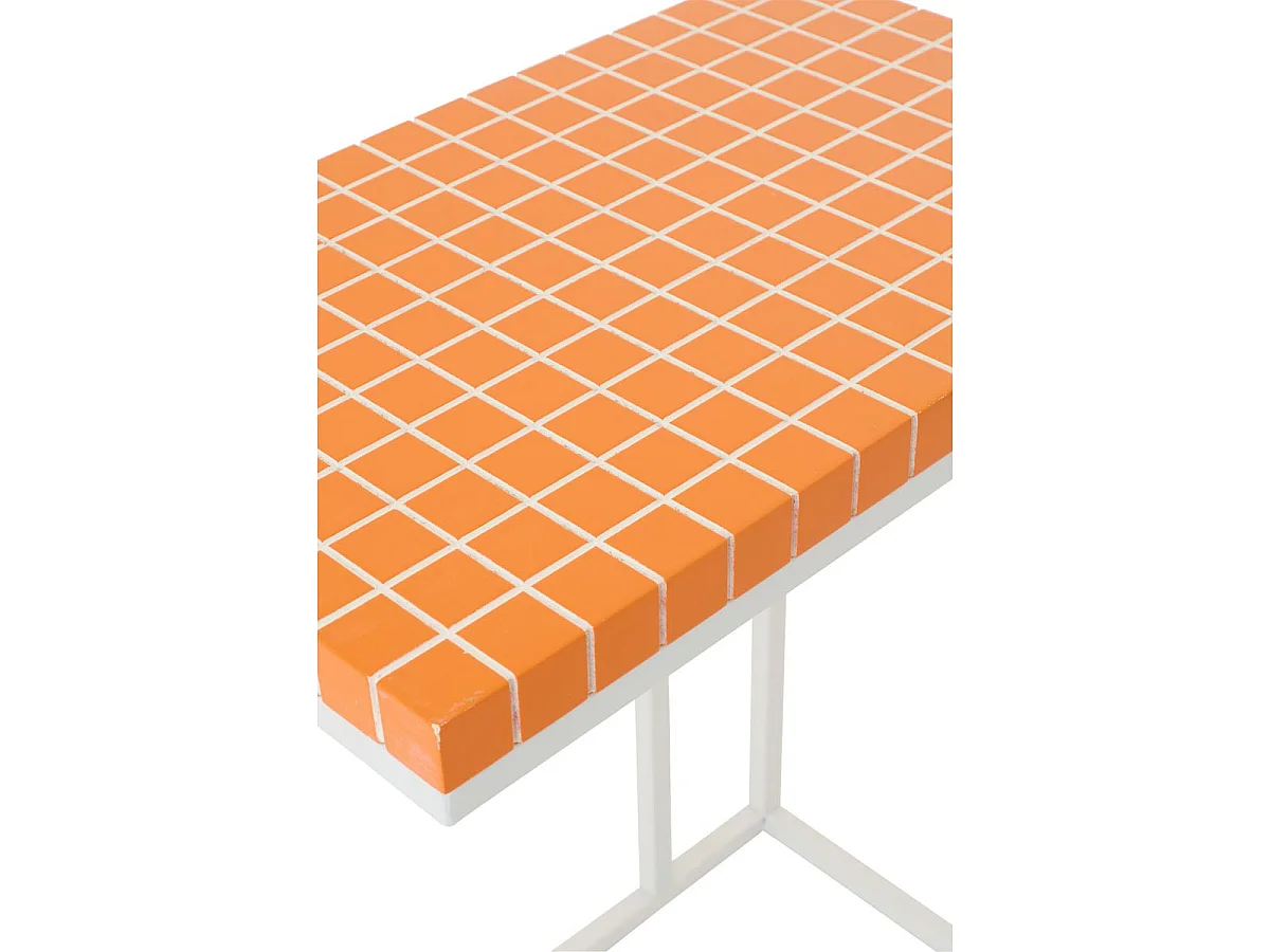 Table d'Appoint à Carreaux "Spia" 60cm Orange & Blanc