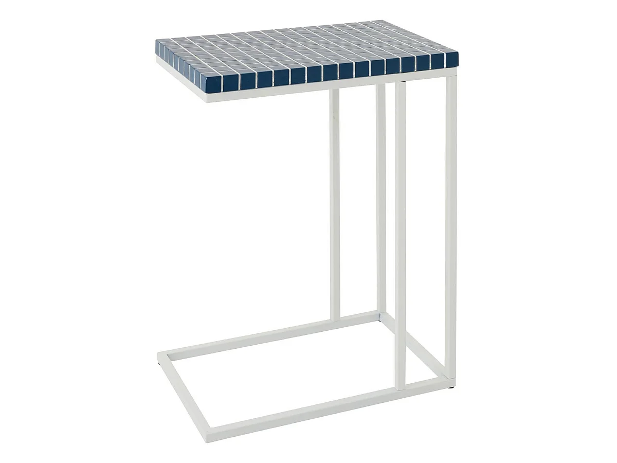 Table d'Appoint à Carreaux "Spia" 60cm Bleu & Blanc