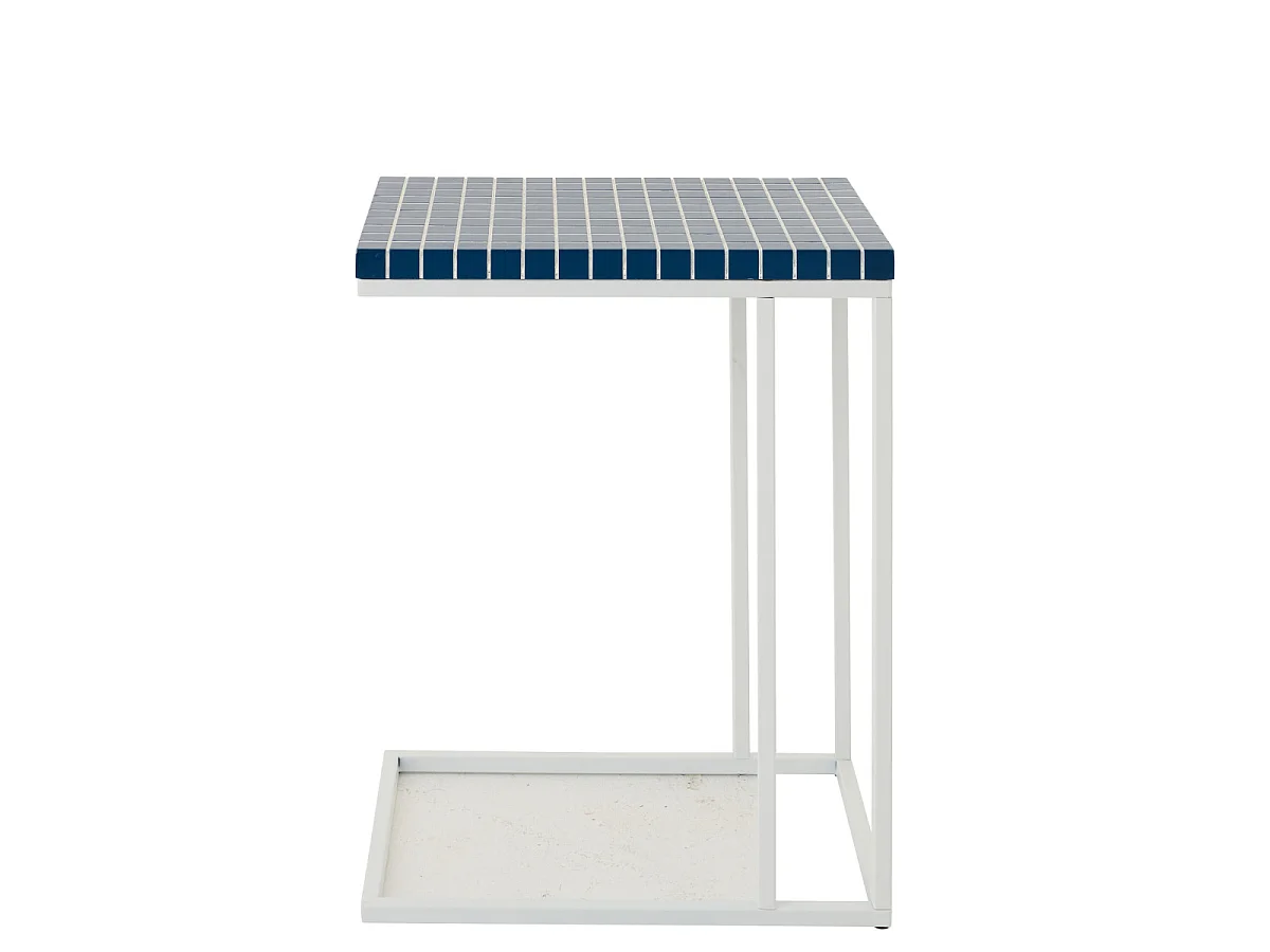 Table d'Appoint à Carreaux "Spia" 60cm Bleu & Blanc