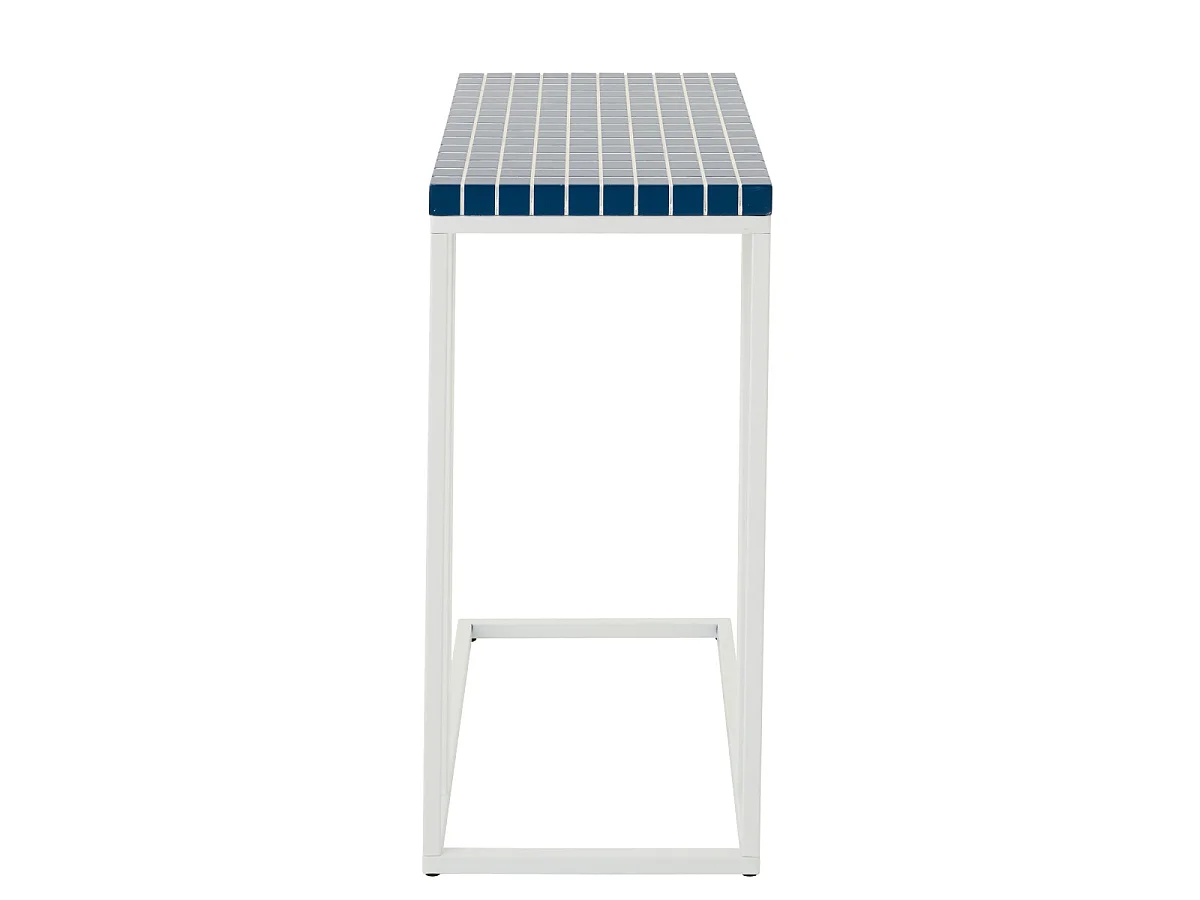 Table d'Appoint à Carreaux "Spia" 60cm Bleu & Blanc